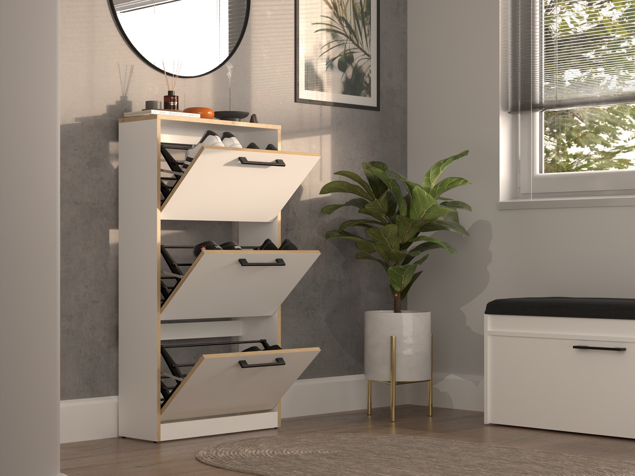 Kurpju kaste Mandeville 224 (Balts + Artisan ozols)