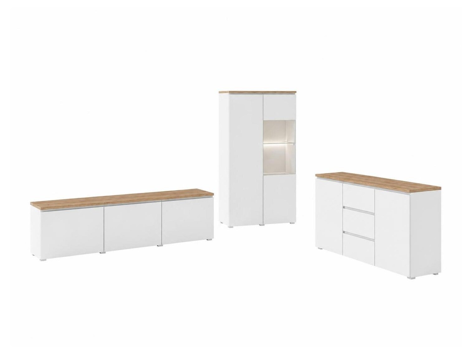 Viesistabas komplekts Baletu 114 (Balts + Ozols)