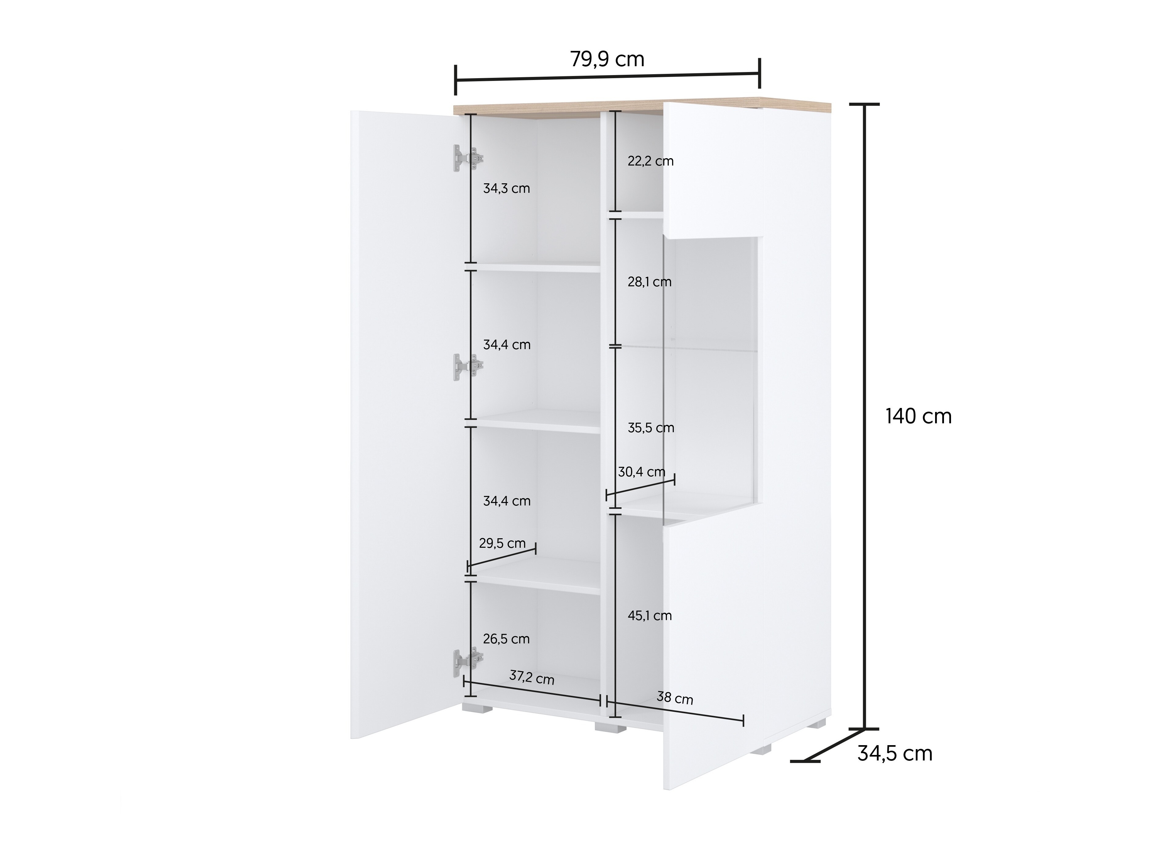 Viesistabas komplekts Baletu 114 (Balts + Ozols)