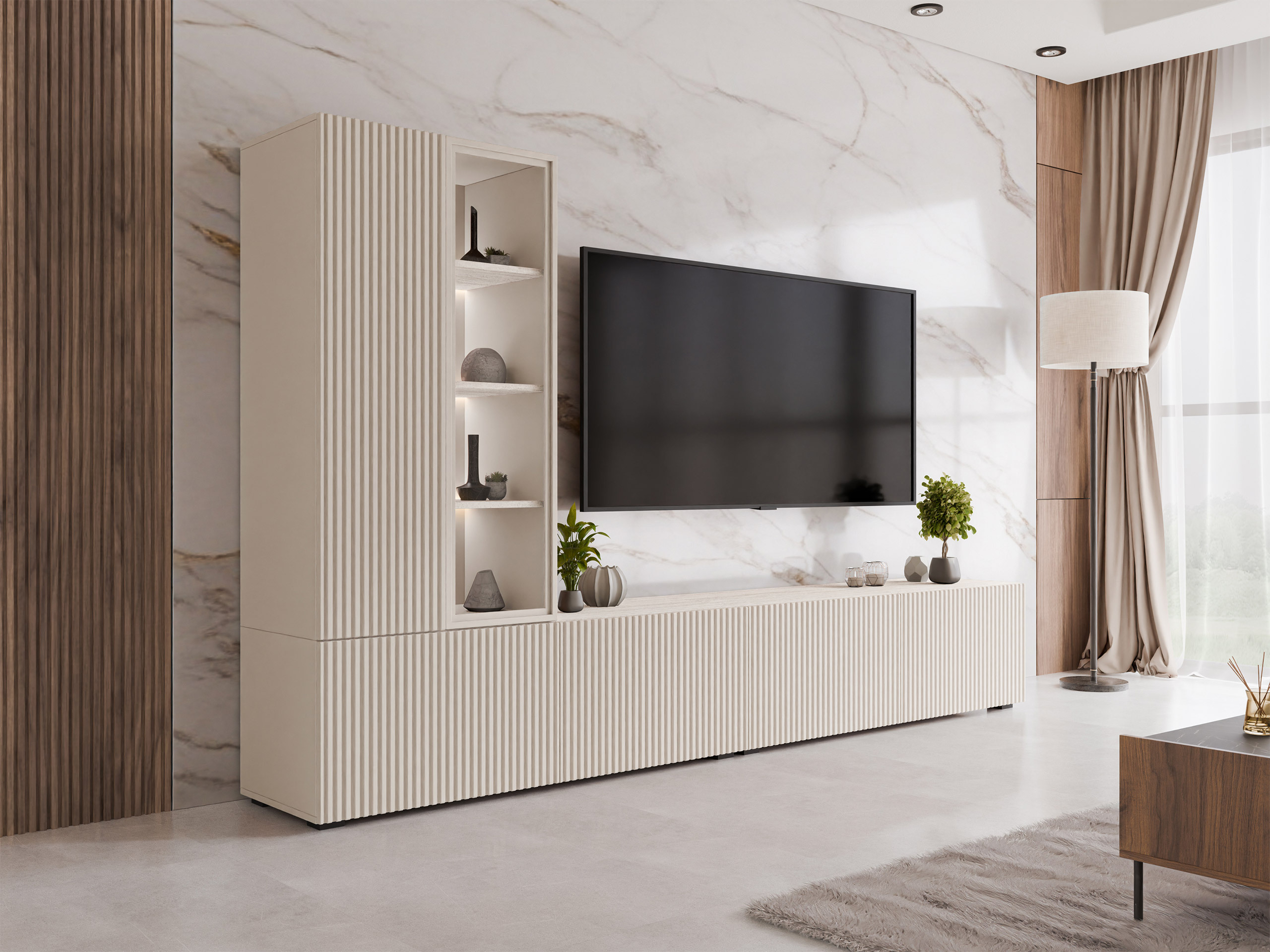 Viesistabas komplekts Comfivo 599 (Kašmirs + Gaišs Travertine)