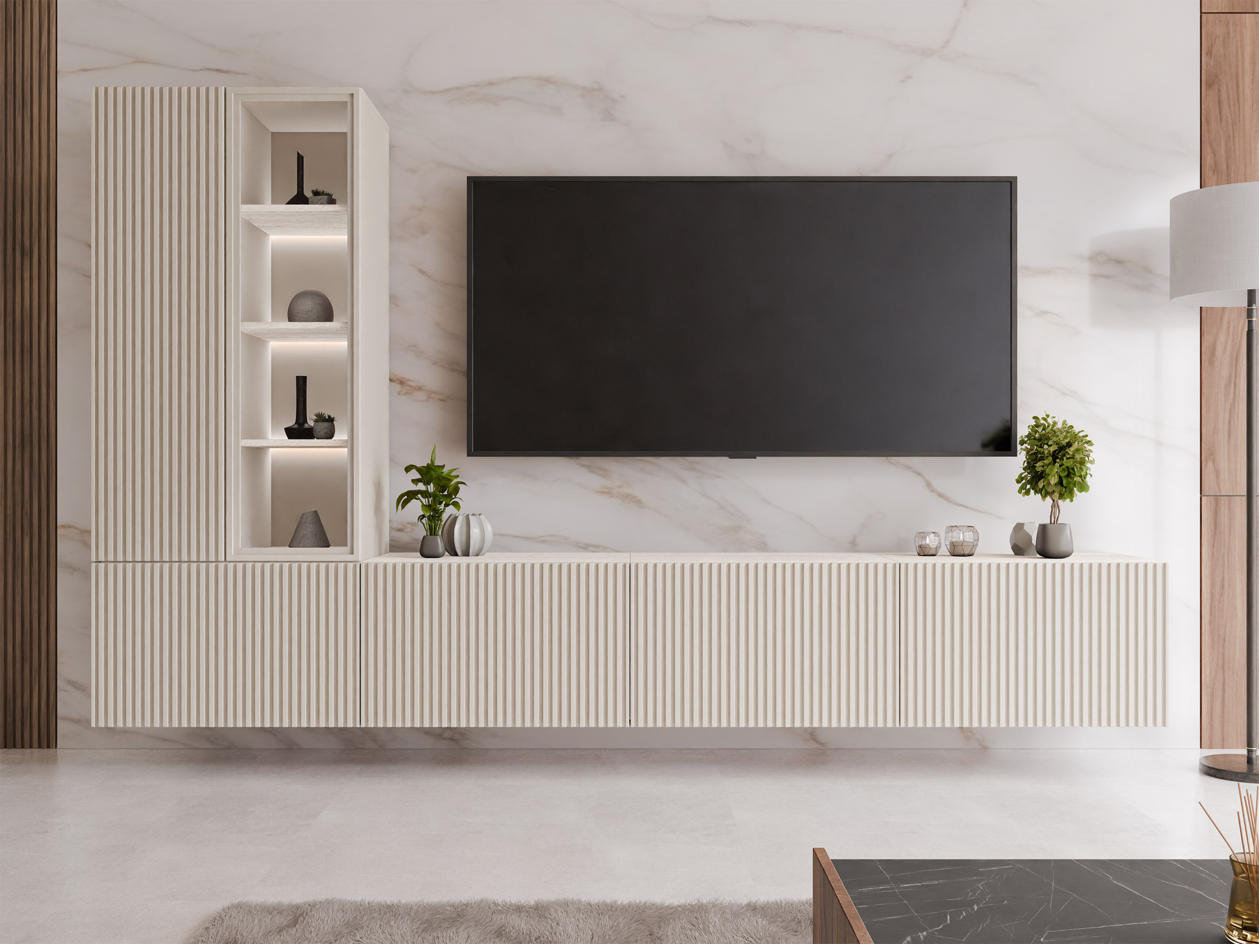 Viesistabas komplekts Comfivo 599 (Kašmirs + Gaišs Travertine)