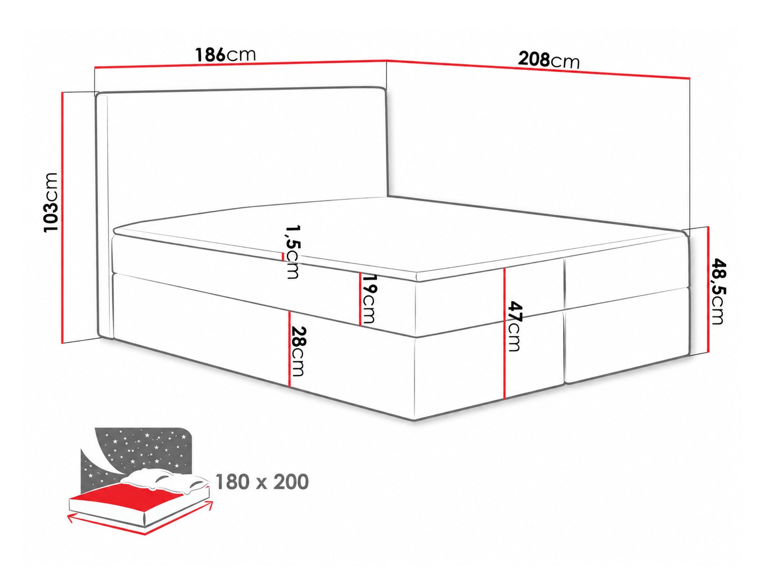 Kontinentālā gulta Nix (Velluto 7)