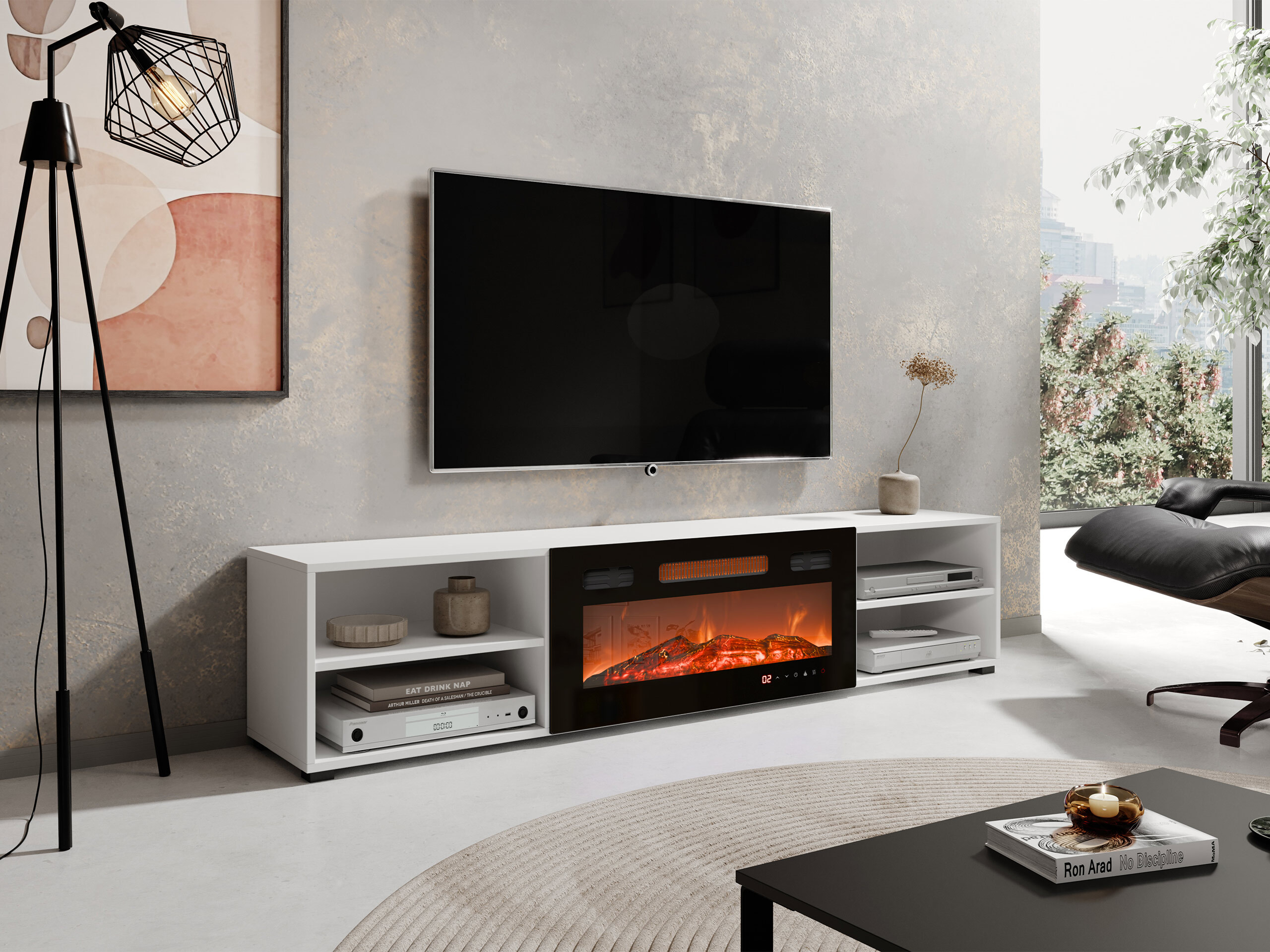 TV galds Charlotte 190 (Balts + Melns)
