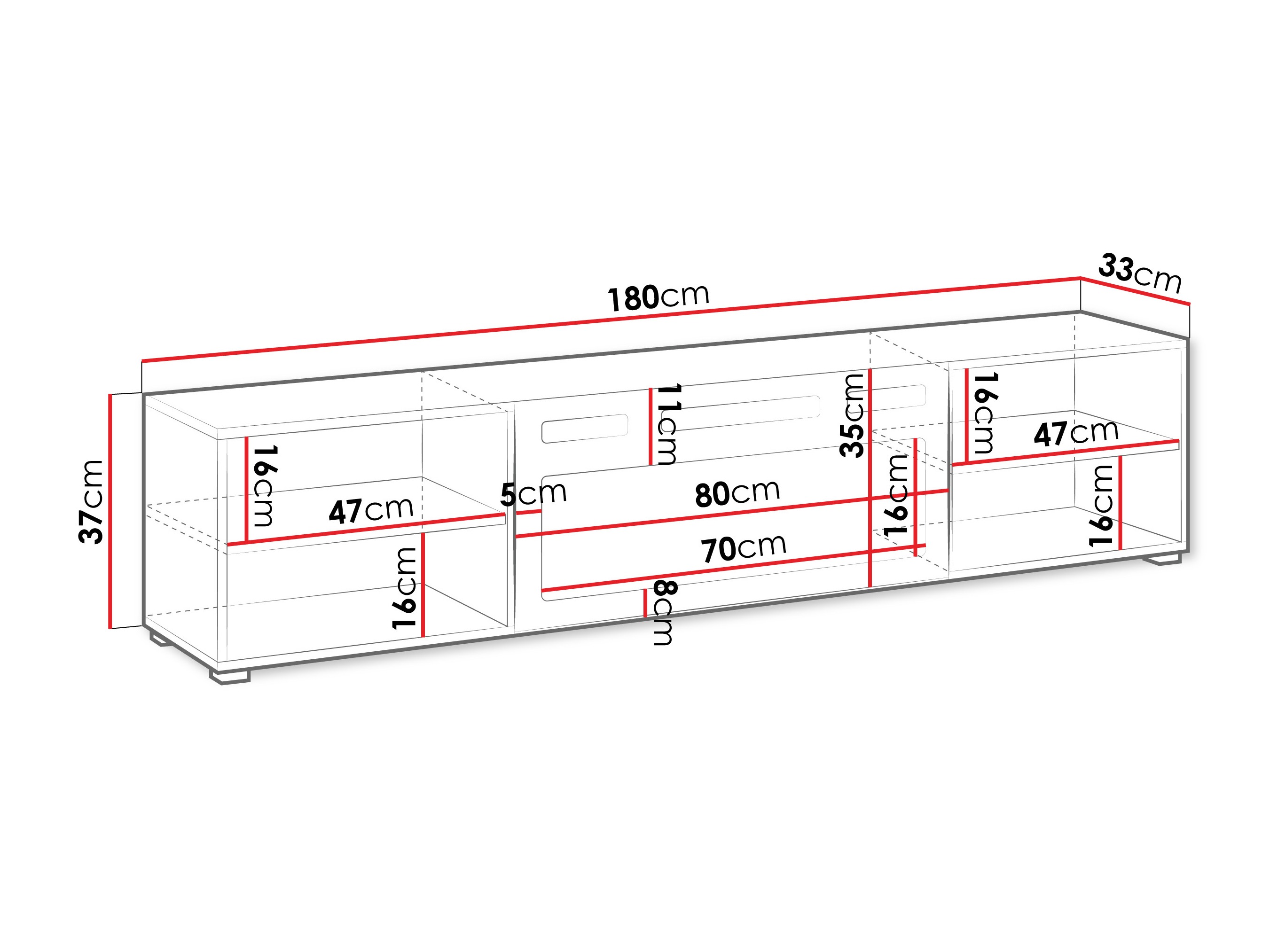 TV galds Charlotte 190 (Balts + Melns)