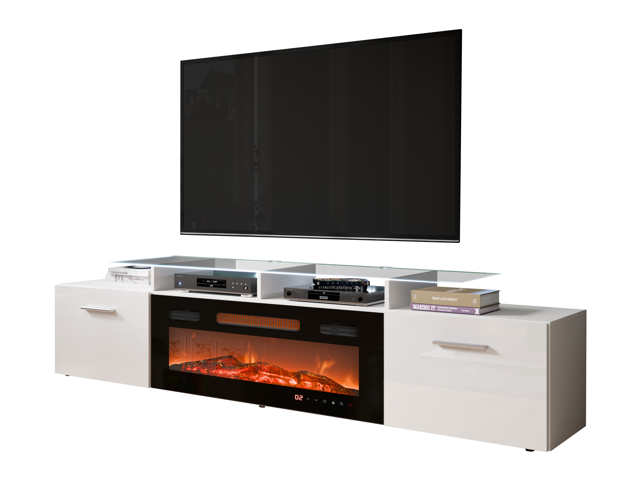 TV galds Numerus (Balts + Glancēts balts)