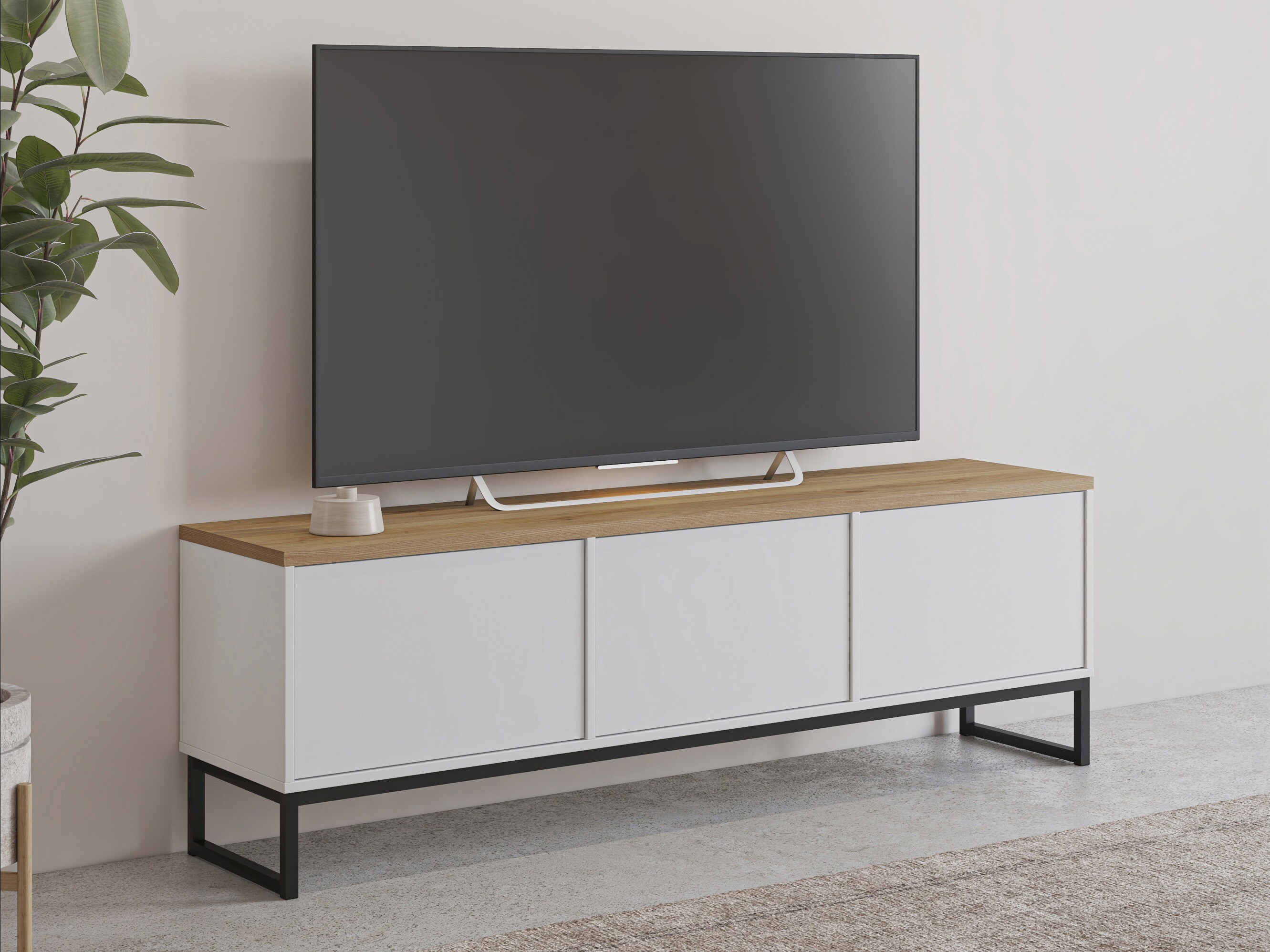 TV galds Camtolo 100 (Balts + Gaišs ozols)
