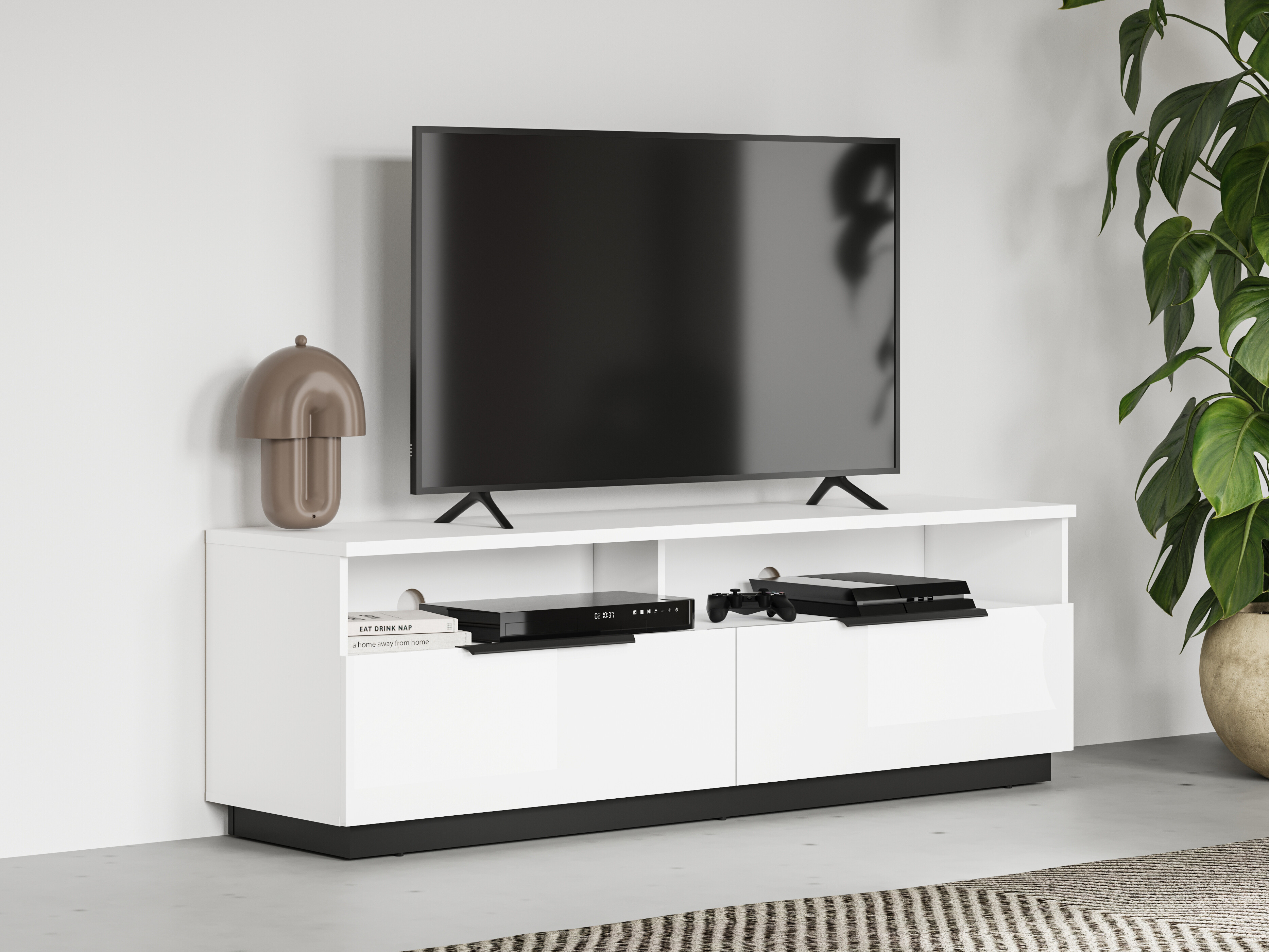 TV galds Talevaro 103 (Balts + Glancēts balts)
