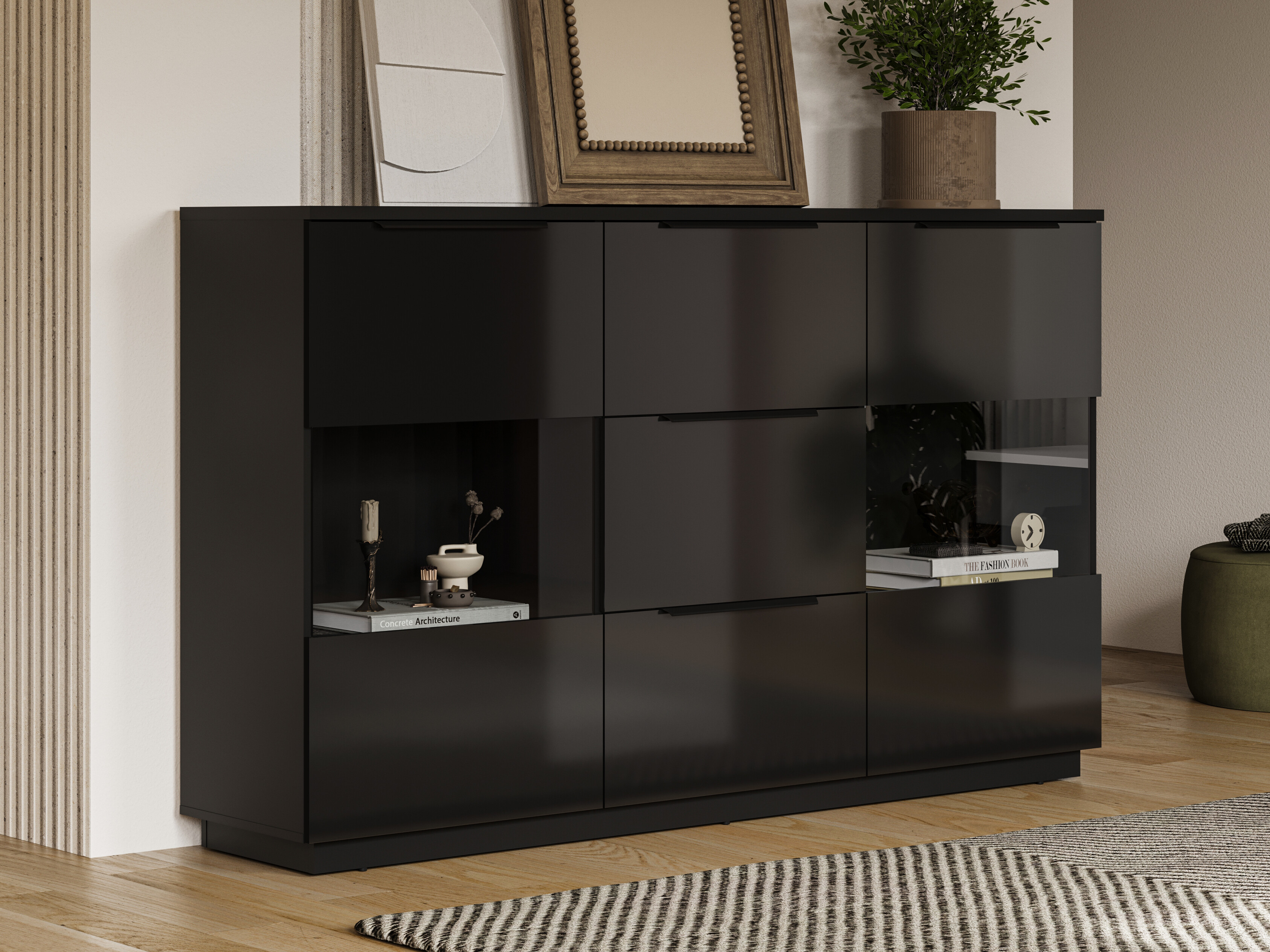 Kumode Talevaro 105 (Melns + Glancēts melns)