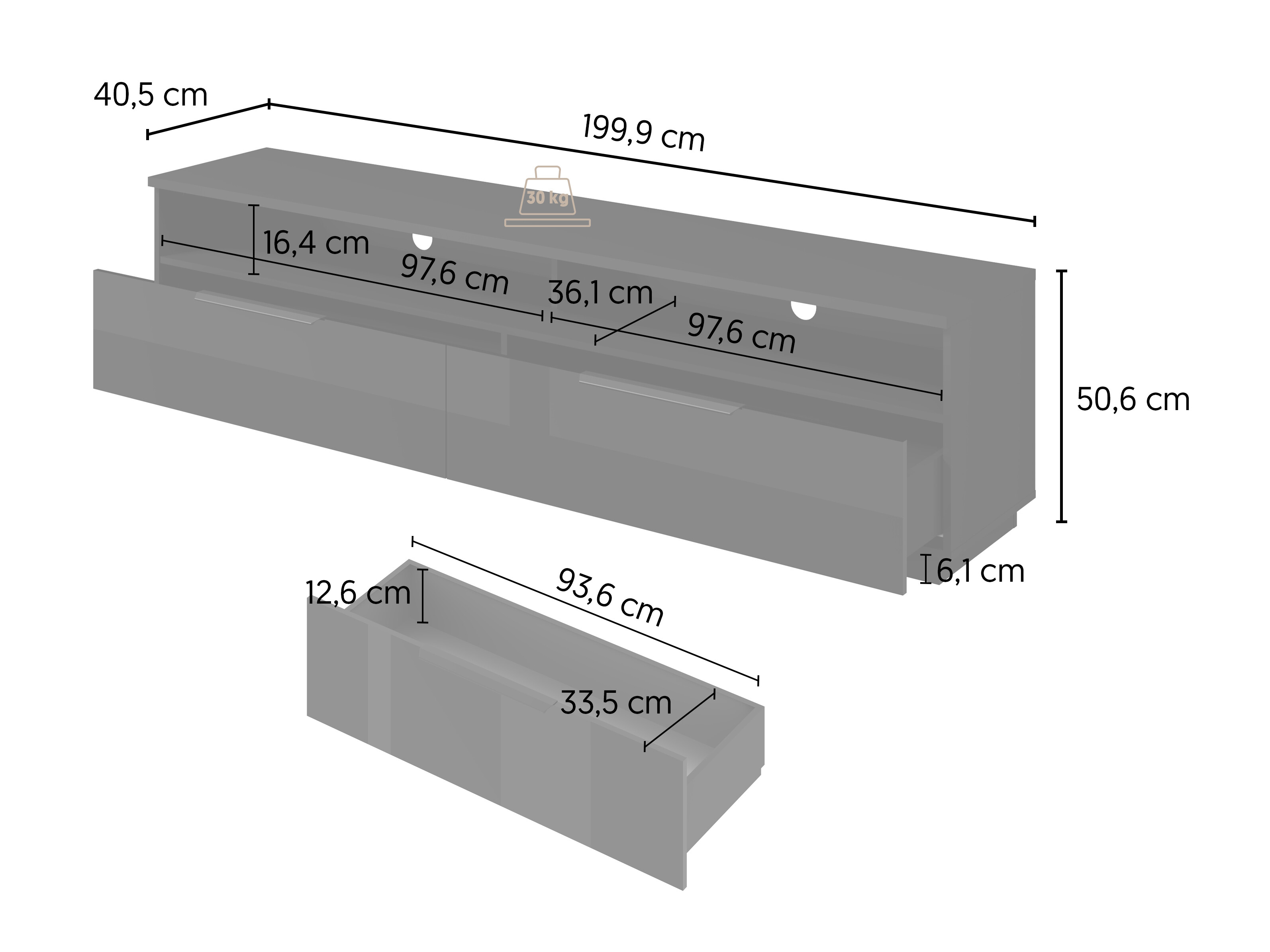 Viesistabas komplekts Talevaro 106 (Melns + Glancēts melns)