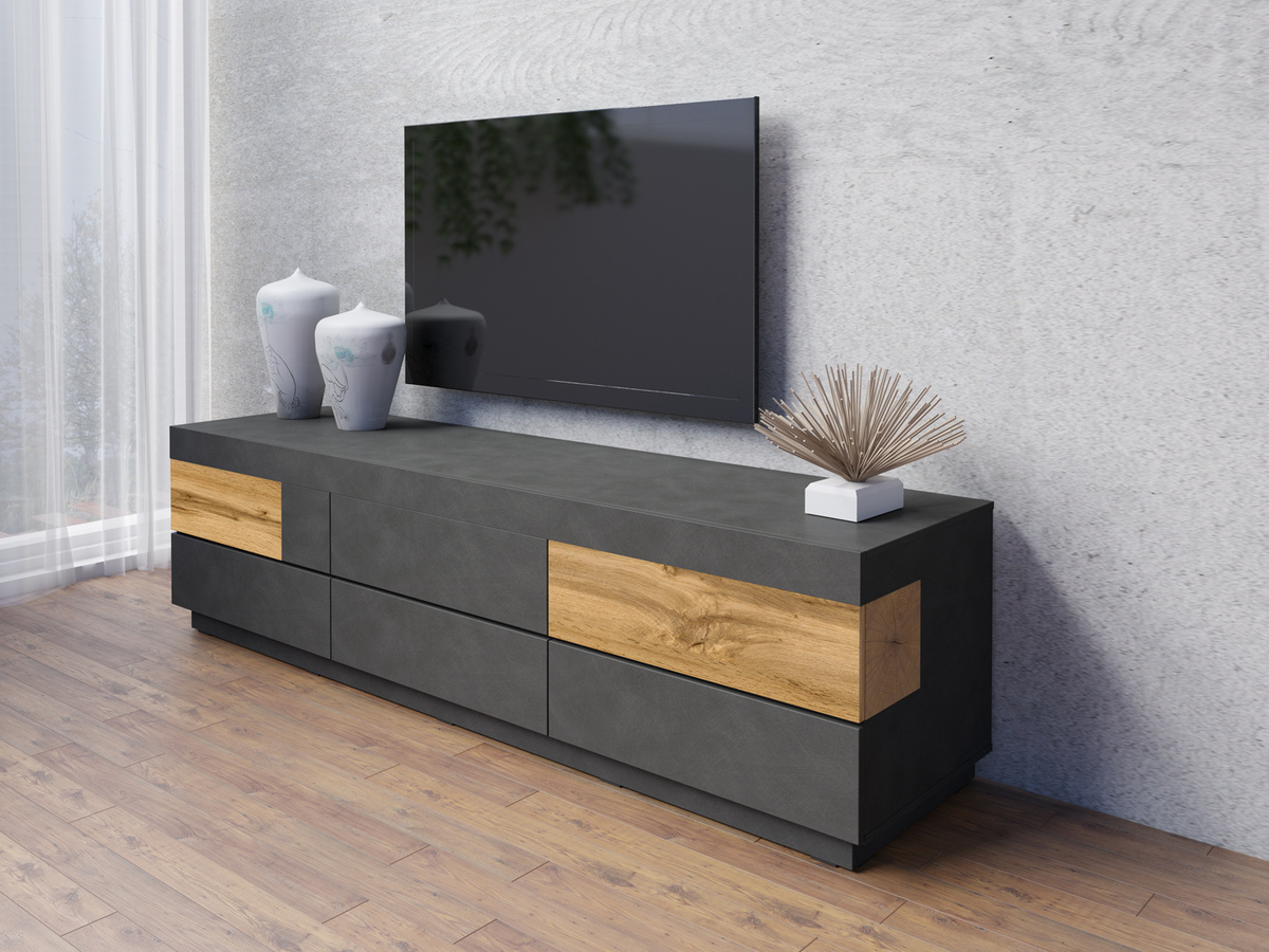 TV galds Livlore 102 (Matera pelēks + Votan ozols)