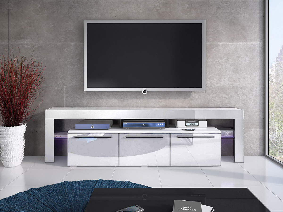 TV galds Arbor (Balts + Glancēts balts)