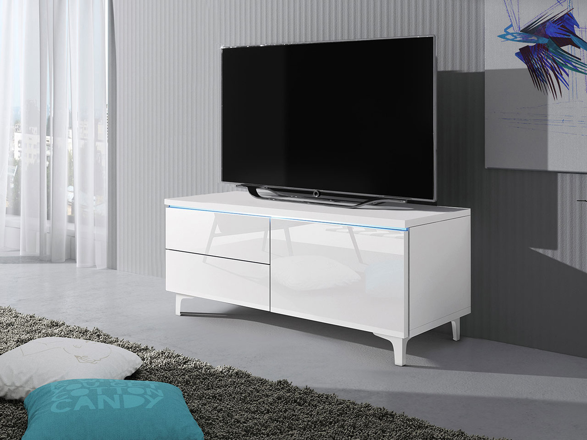 TV galds Uva IV (Balts + Glancēts balts)