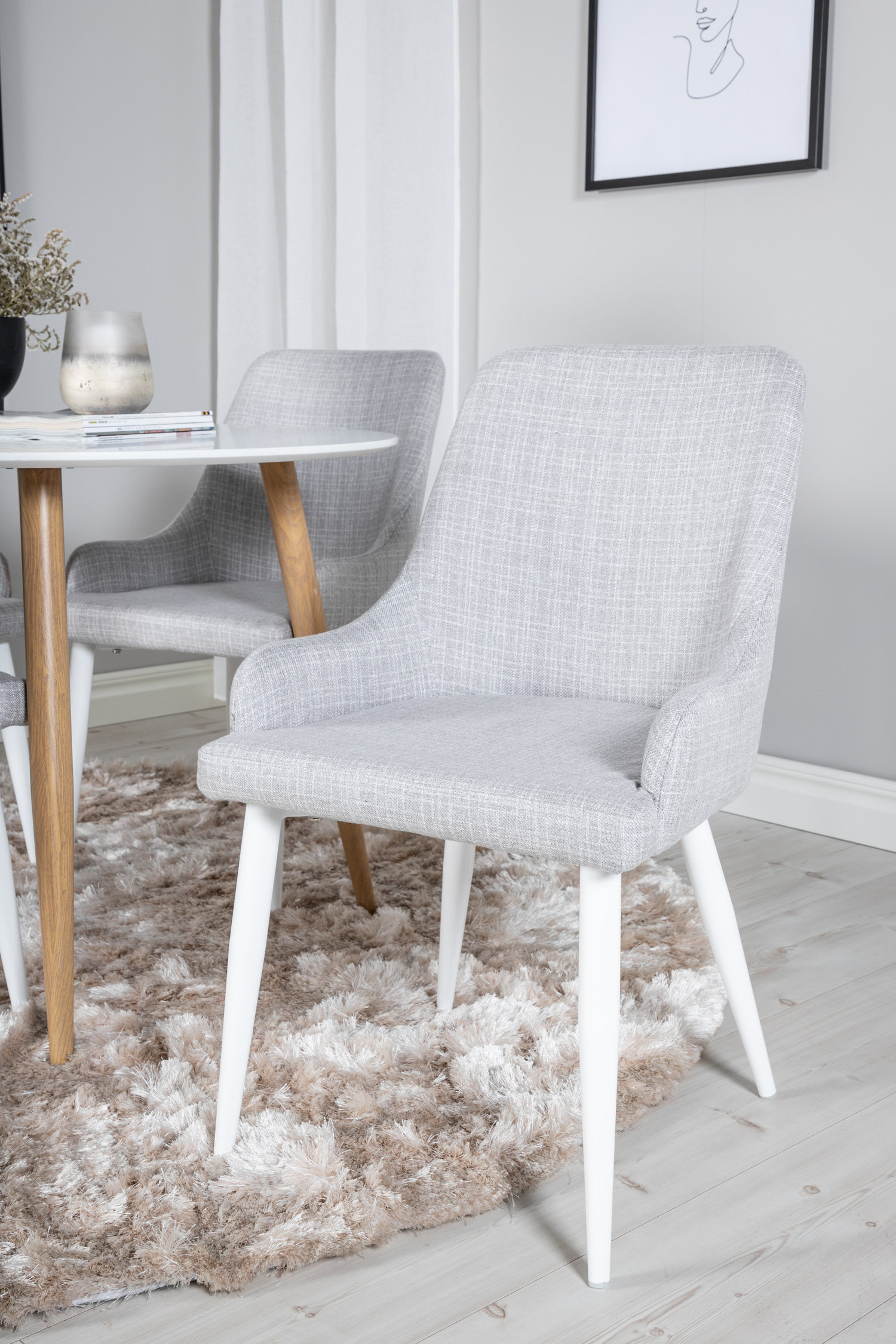 Ēdamistabas komplekts Dallas 299 (Gaiši pelēks + Balts)