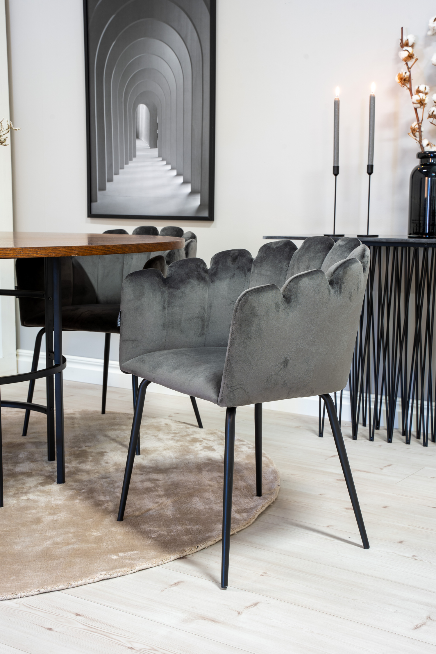 Ēdamistabas komplekts Dallas 310 (Pelēks + Melns)