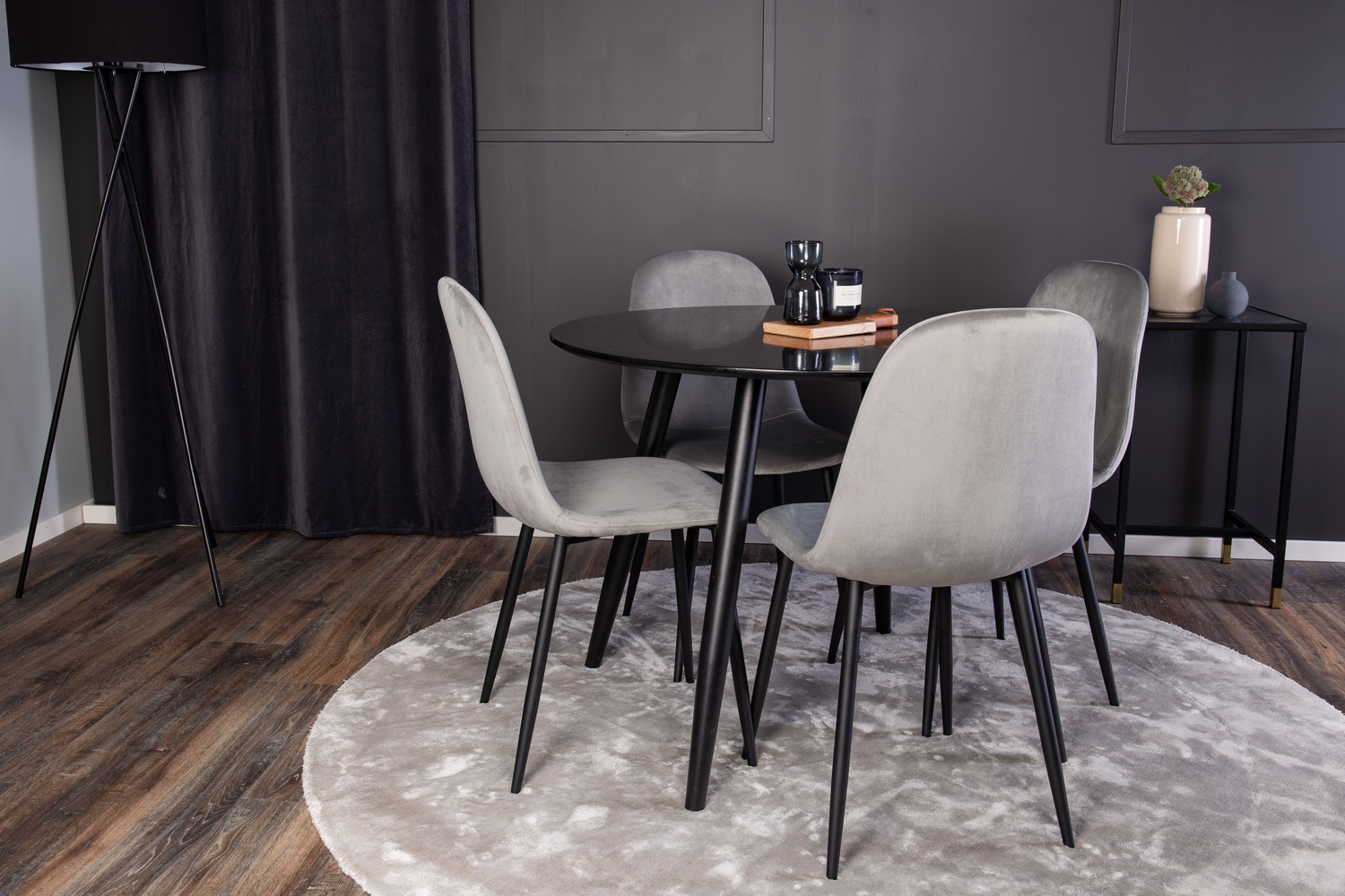 Обеденный гарнитур Dallas 348 (Серый + Чёрный)