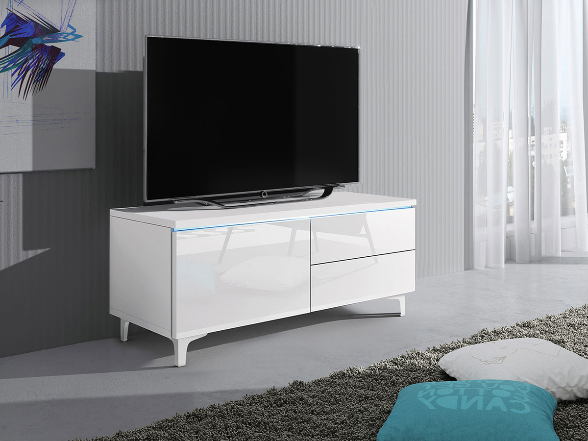 TV galds Uva III (Balts + Glancēts balts)