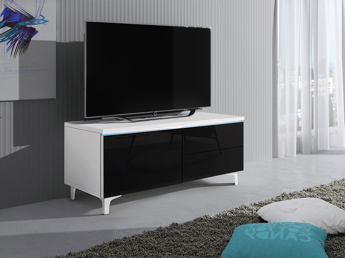 TV galds Uva III (Balts + Glancēts melns)