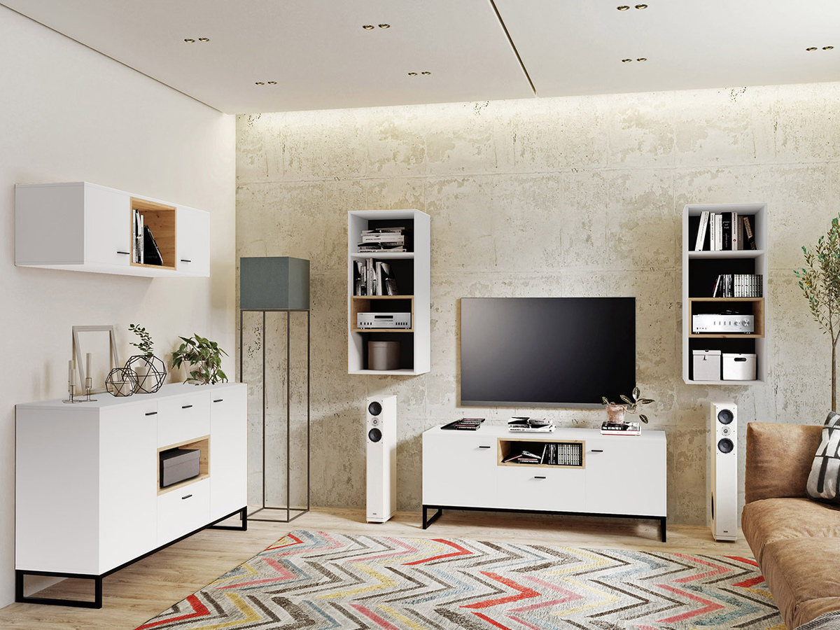 Viesistabas komplekts Baltesi 114 (Balts + Artisan ozols)