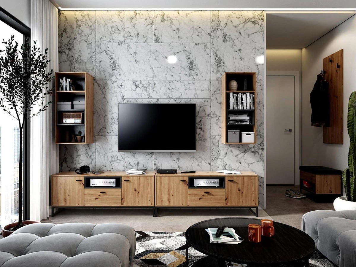 Viesistabas komplekts Baltesi 115 (Artisan ozols + Melns)