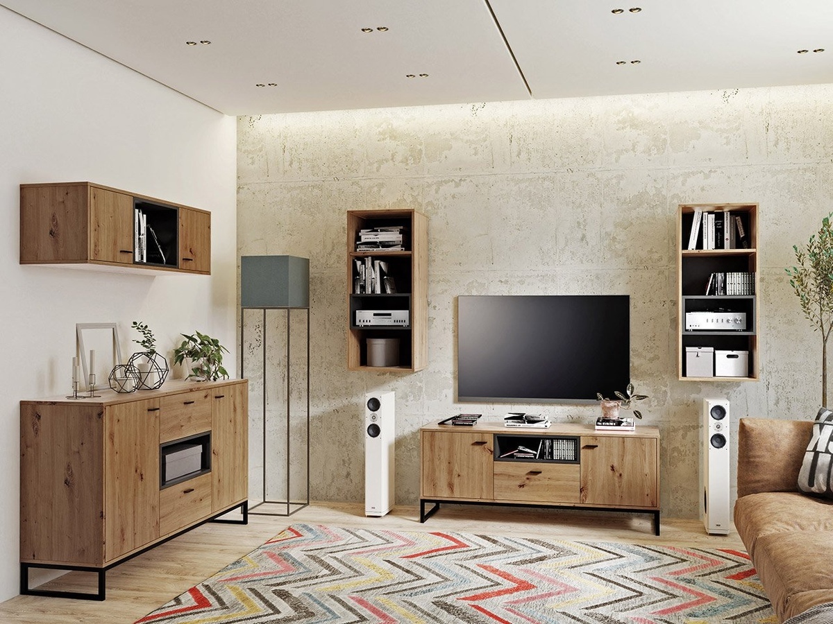 Viesistabas komplekts Baltesi 114 (Artisan ozols + Melns)