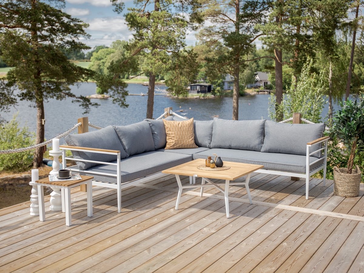 Dārza mēbeļu komplekts Dallas 525 (Balts + Pelēks)