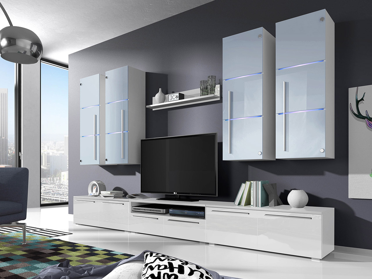 Набор для гостиной Nashville 102 (Белый + Глянцевый белый)