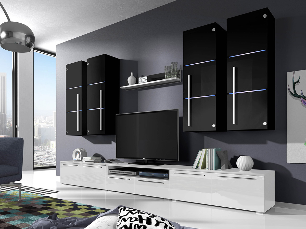 Viesistabas komplekts Nashville 102 (Balts + Glancēts balts)