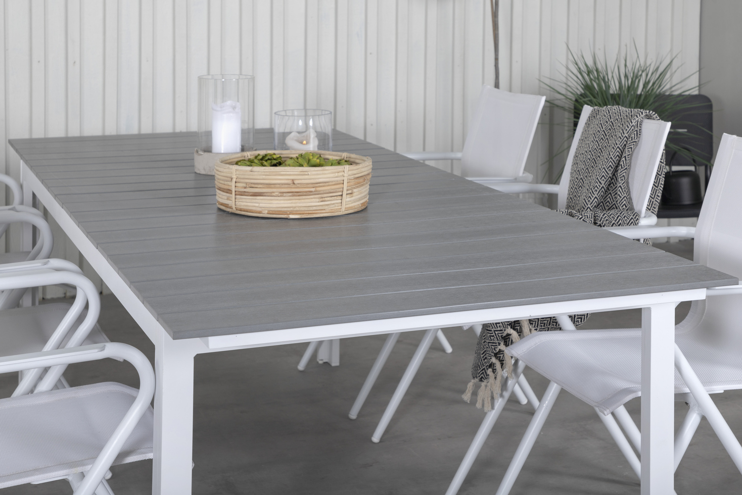 Dārza galds Dallas 668 (Pelēks + Balts)