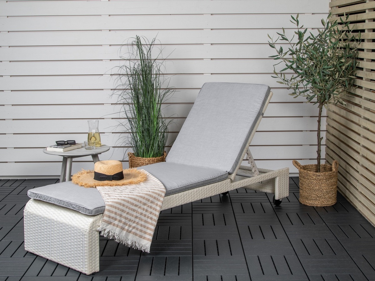 Sauļošanās krēsls Dallas 771 (Balts + Pelēks)