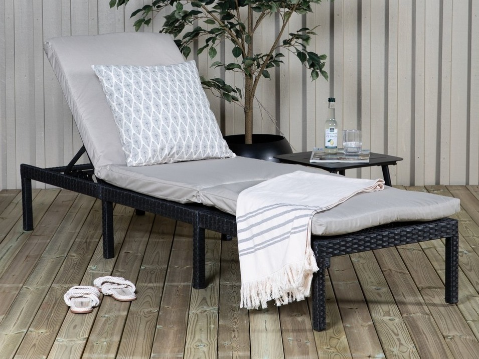 Sauļošanās krēsls Dallas 904 (Melns + Pelēks)