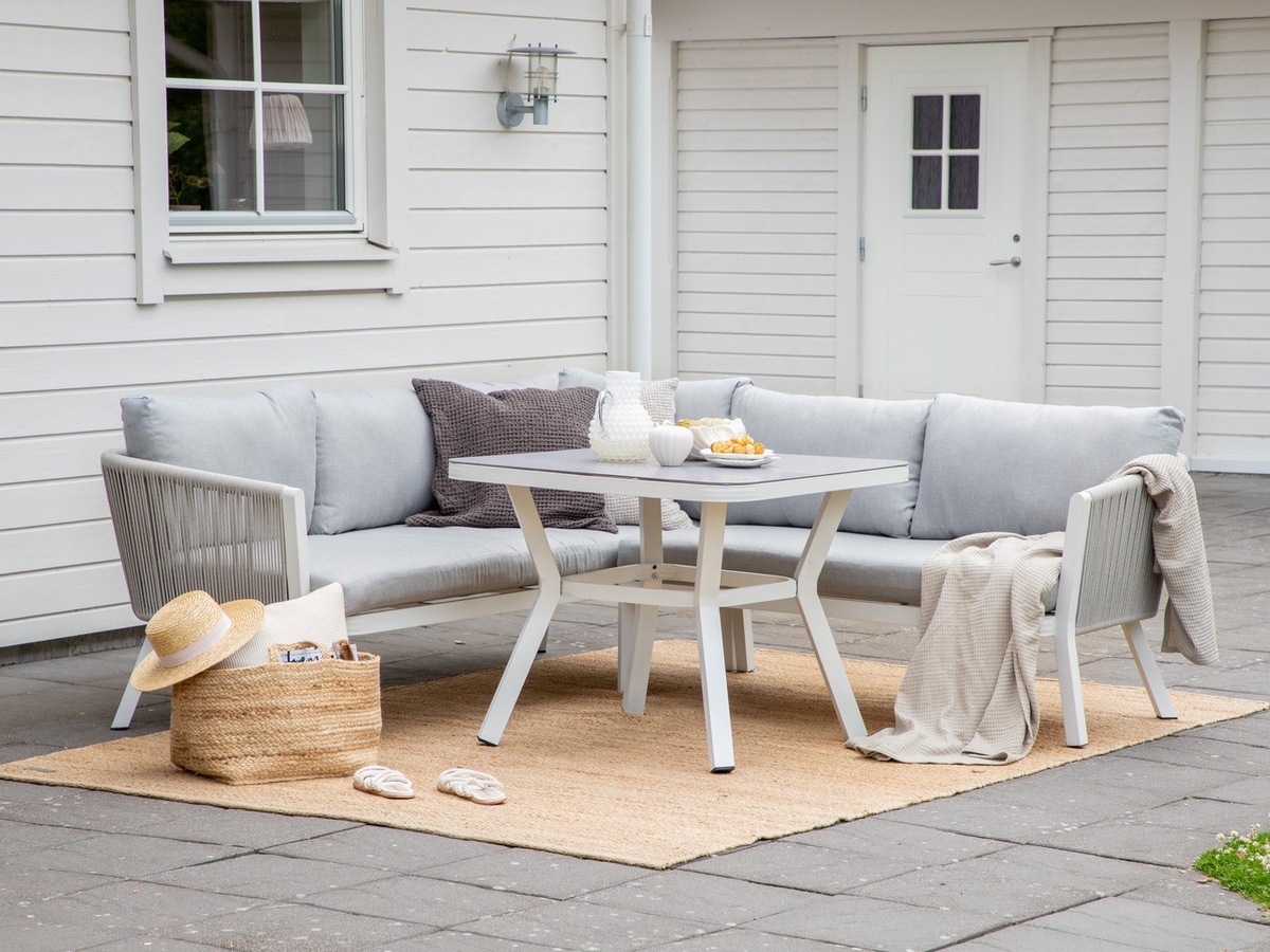 Dārza mēbeļu komplekts Dallas 1069 (Balts + Pelēks)