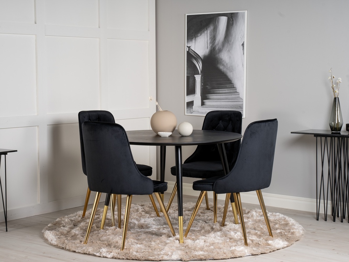 Ēdamistabas komplekts Dallas 1178 (Melns + Zelta)