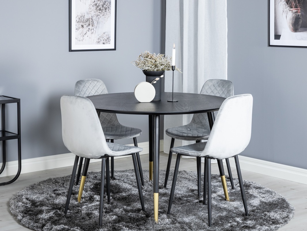 Ēdamistabas komplekts Dallas 1183 (Pelēks + Melns)
