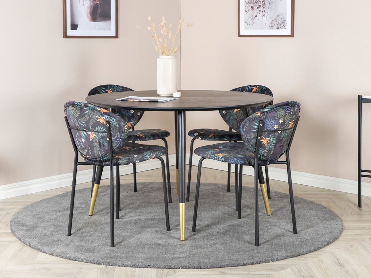 Обеденный гарнитур Dallas 1186 (Цветочный узор + Чёрный)