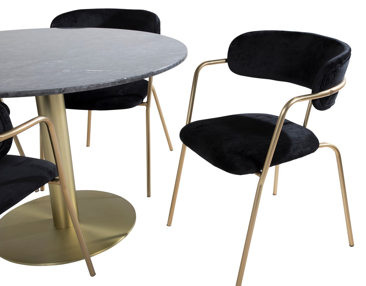 Ēdamistabas komplekts Dallas 1208 (Melns + Zelta)