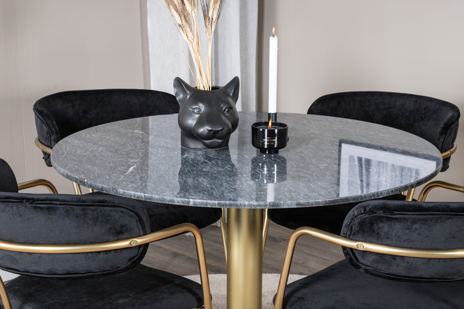 Обеденный гарнитур Dallas 1208 (Чёрный + Золотой)