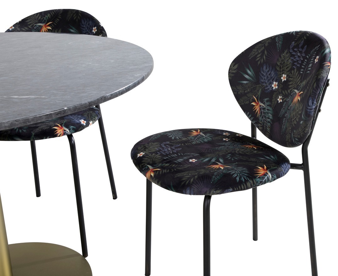 Обеденный гарнитур Dallas 1209 (Цветочный узор + Чёрный)