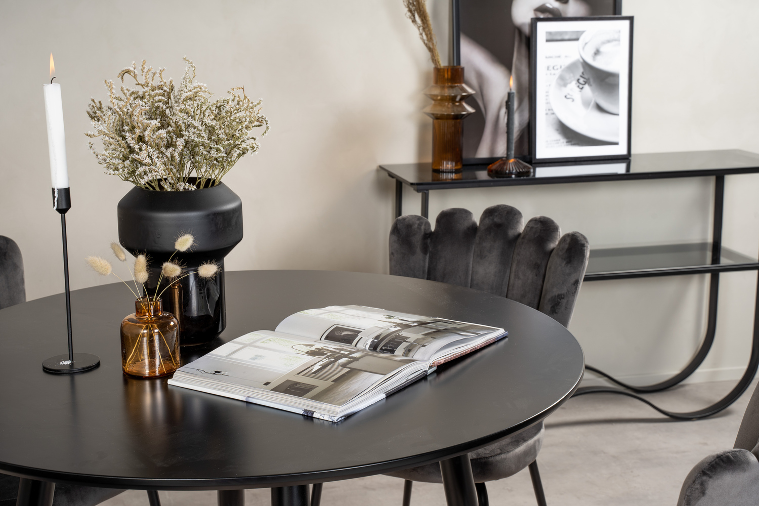 Ēdamistabas komplekts Dallas 1264 (Pelēks + Melns)