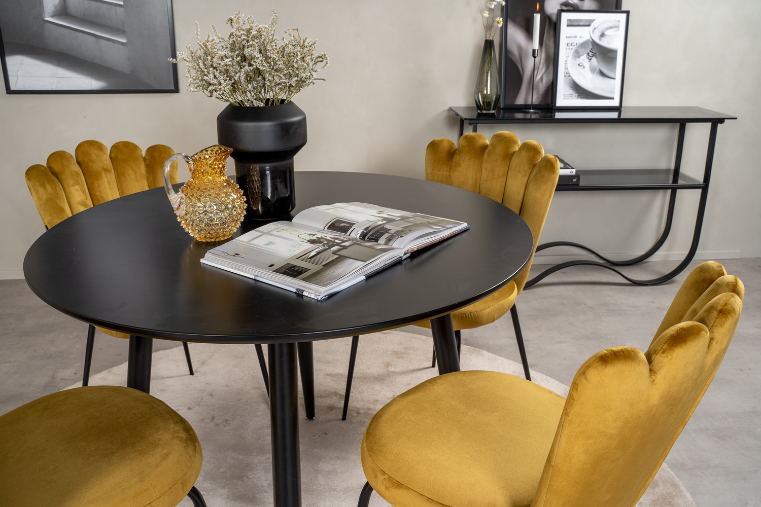 Обеденный гарнитур Dallas 1264 (Желтый + Чёрный)