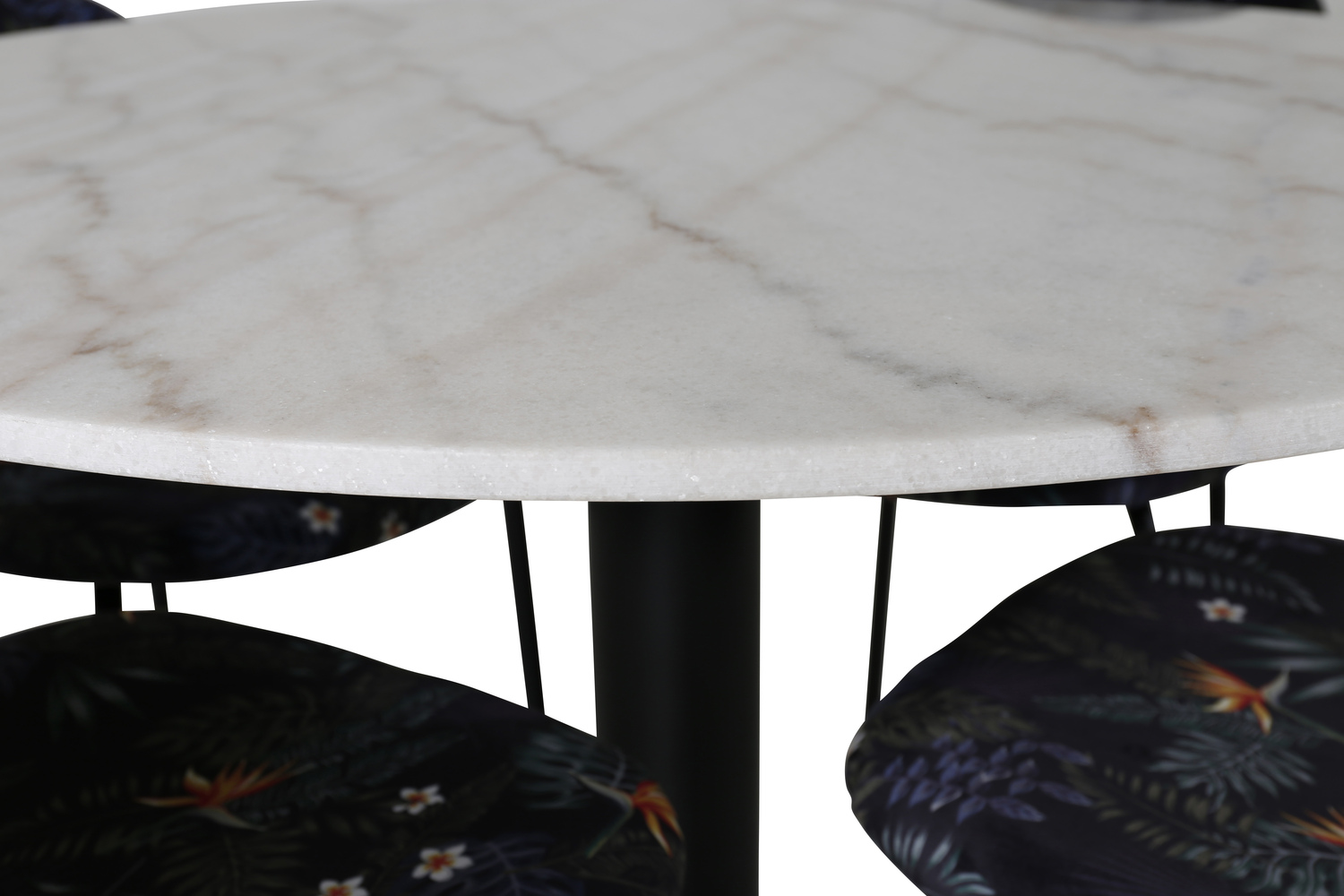 Ēdamistabas komplekts Dallas 1298 (Ziedu raksts + Melns)