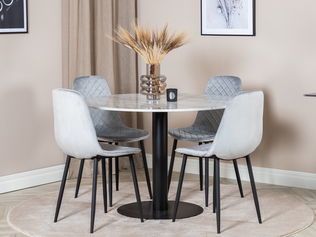 Ēdamistabas komplekts Dallas 1302 (Pelēks + Melns)