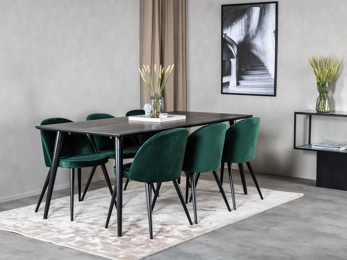 Ēdamistabas komplekts Dallas 1335 (Zaļš + Melns)