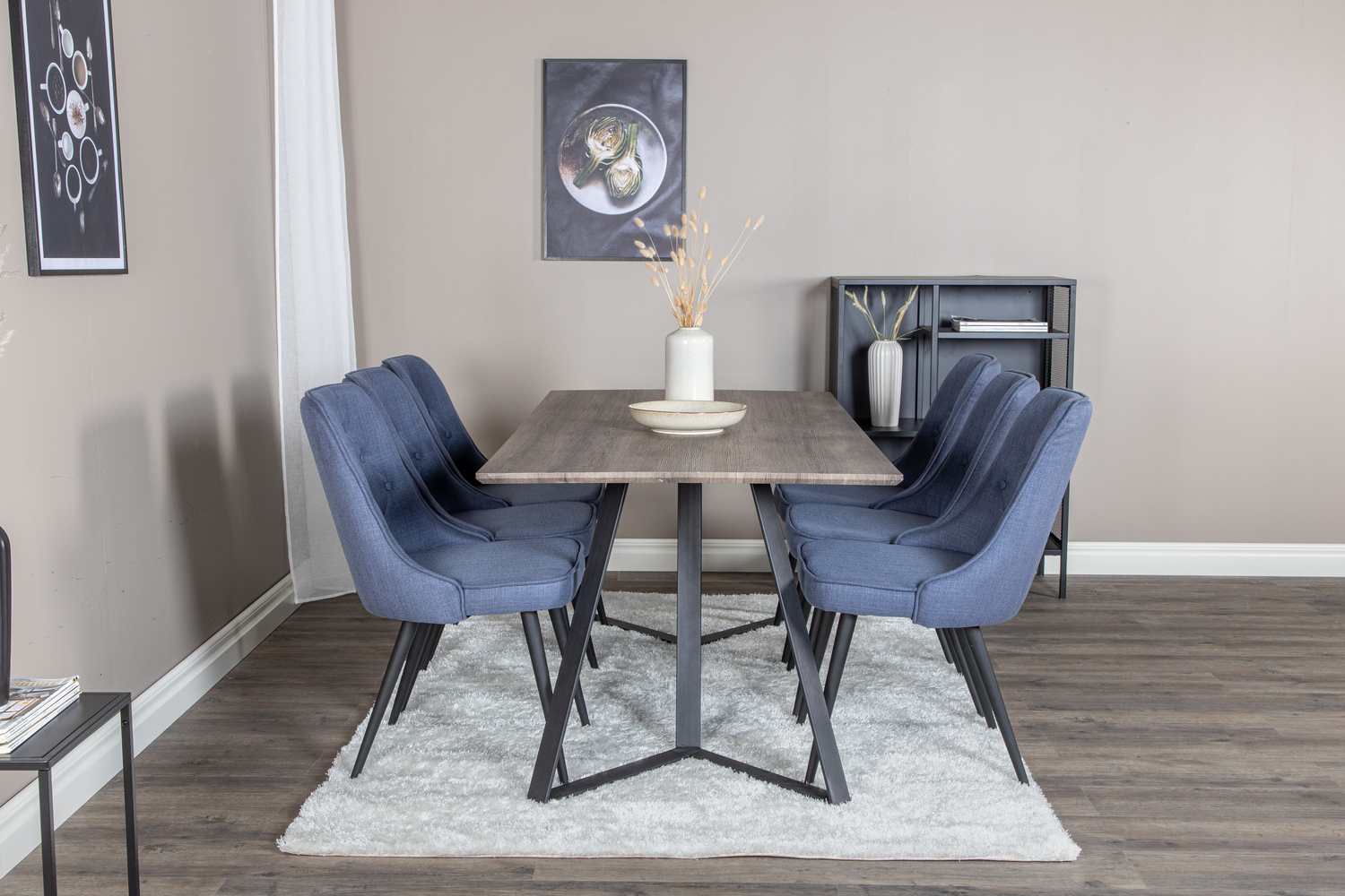 Ēdamistabas komplekts Dallas 1347 (Zils + Melns)