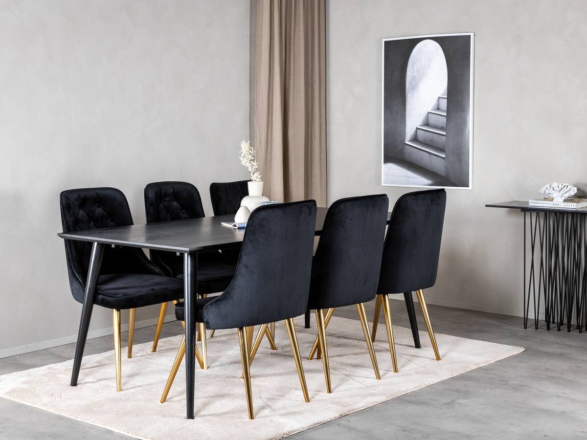 Обеденный гарнитур Dallas 1336 (Чёрный + золотой)