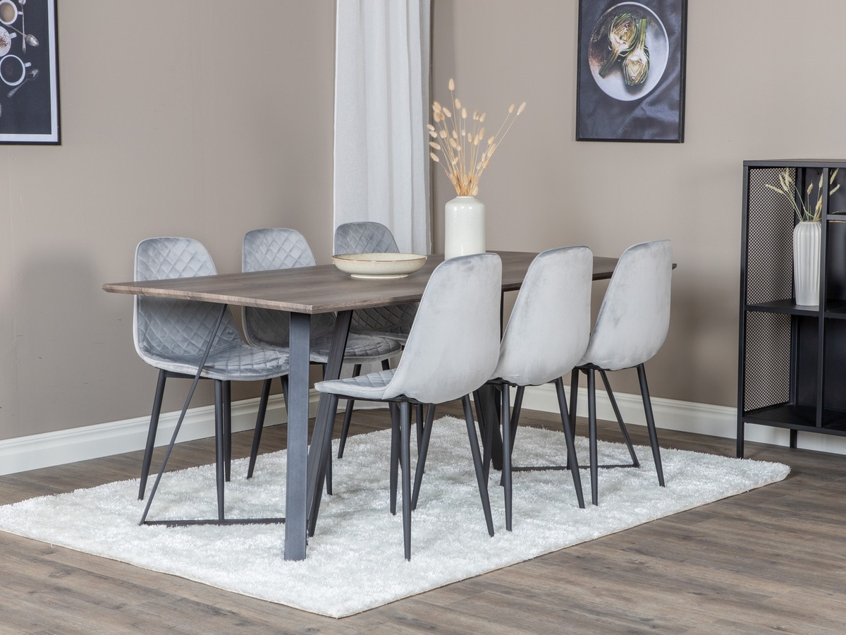 Ēdamistabas komplekts Dallas 1357 (Pelēks + Melns)