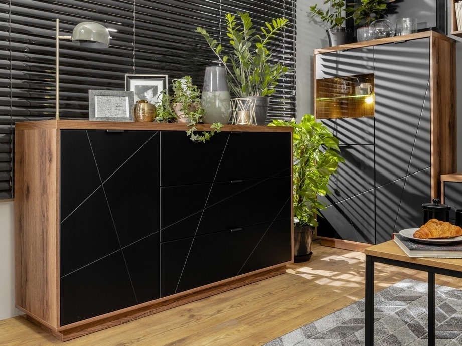 Kомод Fivale 100 (Темный дуб делано + Матовый черный)