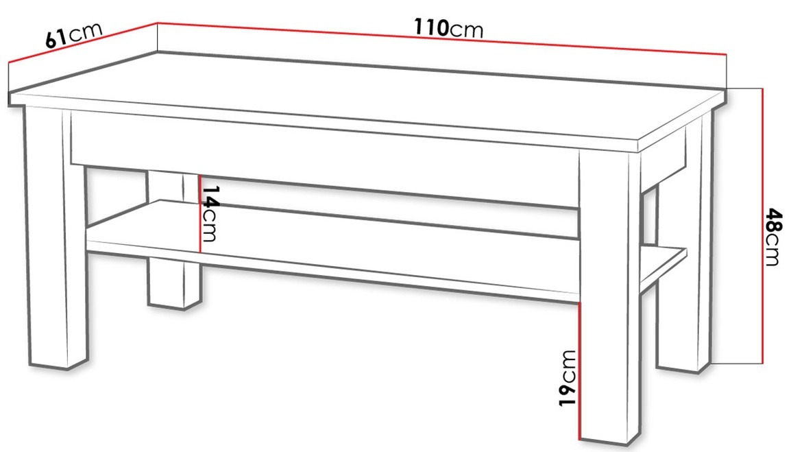 Журнальный столик Melfeli 116 (Сонома Дуб)