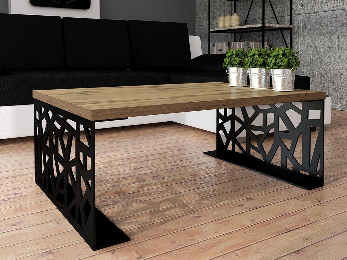 Žurnālu galdiņš Germantown 101 (Matēts melns + Ozols)