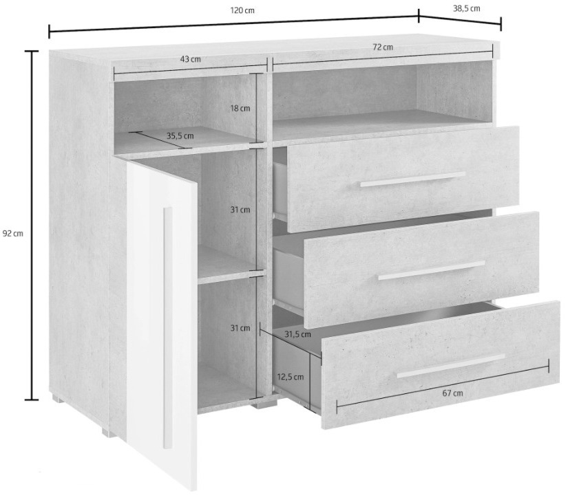 Kumode Sorciro 102 (Rieksts + Tumšs ozols)
