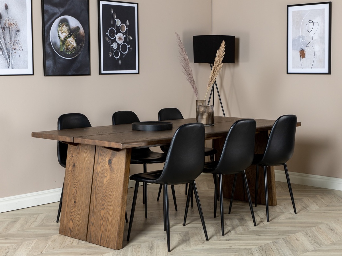 Ēdamistabas komplekts Dallas 1841 (Tumšs ozols + Melns)